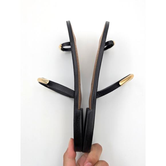 Dolce Vita Wink Toe-Ring Slide Flat Sandals Saddle Leather Black Size US9 EU40 - Picture 10 of 12